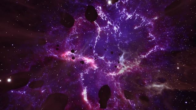 Deep space ambient music with stunning cosmic asteroid flythrough