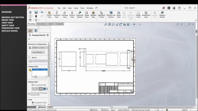 SOLIDWORKS 2024 | TUTORIAL 23 | BROKENOUT SECTION, BREAK, CROP, EMPTY & PREDEFINED VIEW | தமிழில்