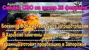 Сводка СВО на вечер 26 февраля. ВС РФ рвутся вперед в Харьковской области