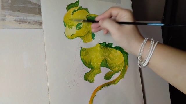 Как нарисовать дракончика красками / рисование для детей и взрослых / художник Симоненко Любовь смотреть онлайн