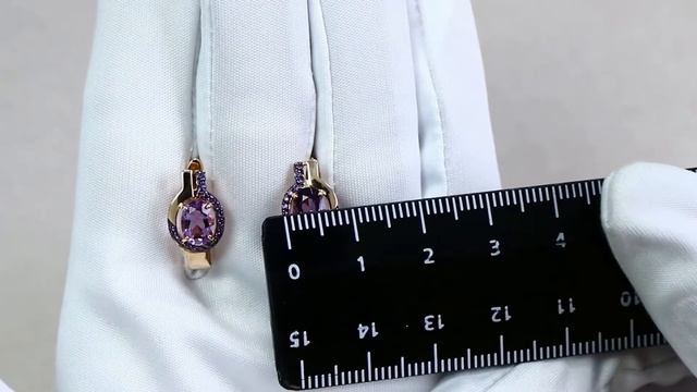Золотые серьги Александра с фианитом и аметистом кл2782а-3ск-си смотреть онлайн
