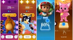 Grizzly vs Bluey vs Paw Patrol Marshal vs Pinkfong - Tiles Hop EDM Rush