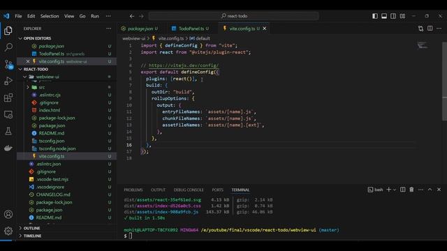 Build a TODO VSCode extension using React.js