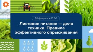 Вебинар "Листовое питание — дело техники. Правила эффективного опрыскивания"