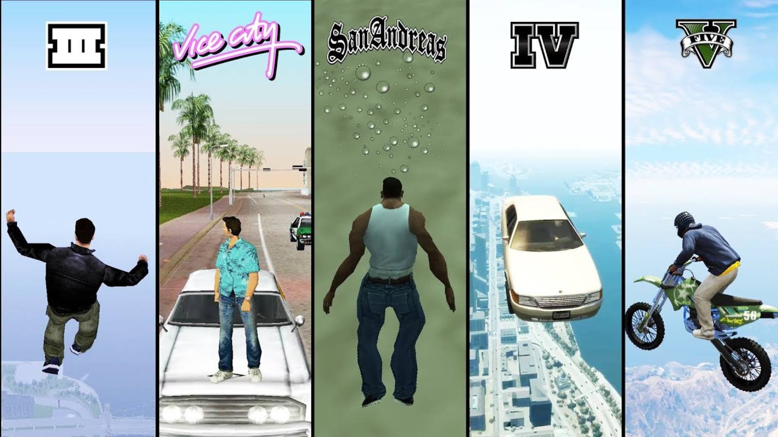 Сравнение физики рэгдоллов в играх GTA! (от GTA III до GTA V)