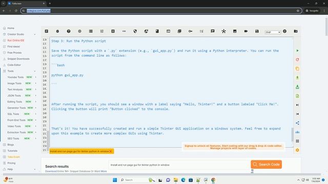 Install and run page gui for tkinter python in window
