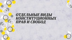 Отдельные виды конституционных прав и свобод