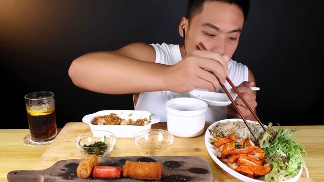 Mukbang)SUB/with Adam/Mixed Noodles with Seafood Fried Rice/ASMR eating sounds