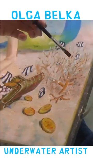 Scuba girl painting underwater. Scuba news. contemporary art #shorts смотреть онлайн