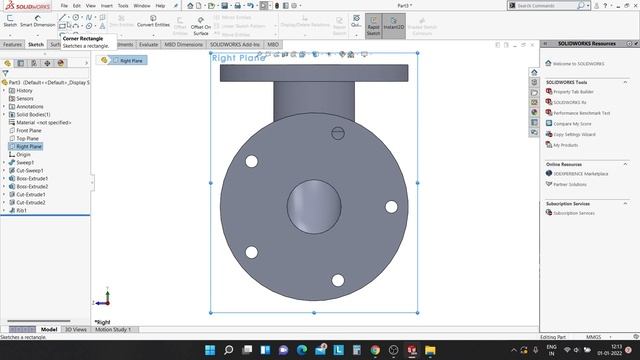 Solidworks basic tutorial | Design of the Elbow pipe fitting
