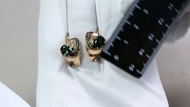 Золотые серьги Александра с фианитом и турмалином кл2539а-26ск-са смотреть онлайн