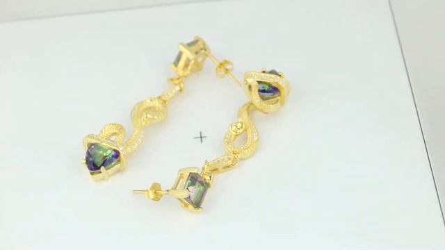 Серебряные серьги с натуральным мистик топазом