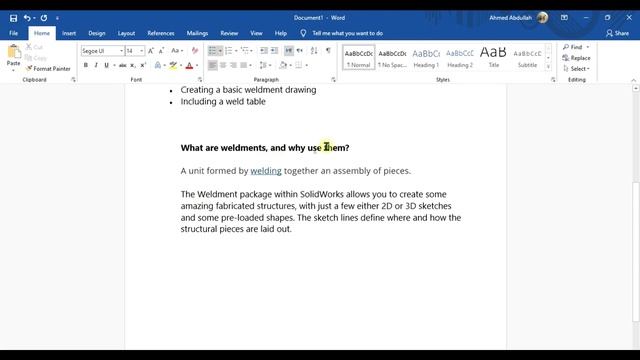 Solidworks Weldments Introduction and Course Outline Tutorial