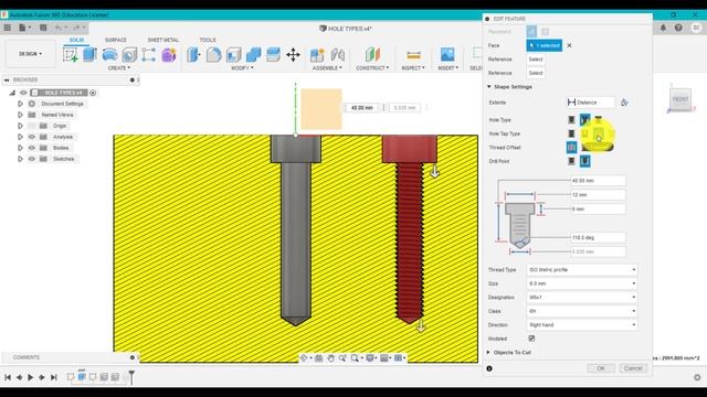 FUSION 360 How to create ALL HOLE types...... including on a curved surface. Free models. смотреть онлайн