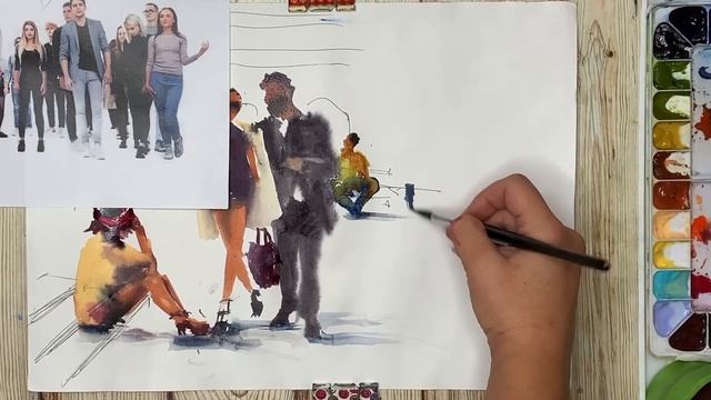 УРОК ПО СКЕТЧИНГУ (Фигуры в экстерьере) #drawing #sketching  #humansketch #artteacher