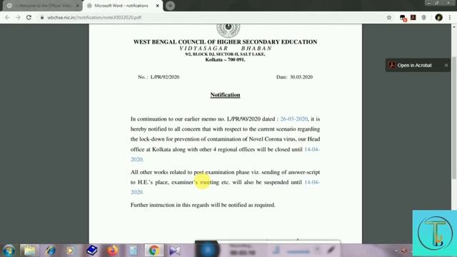 West Bengal Higher Secondary Education (HS) & NSOU Notification on 30/03/2020