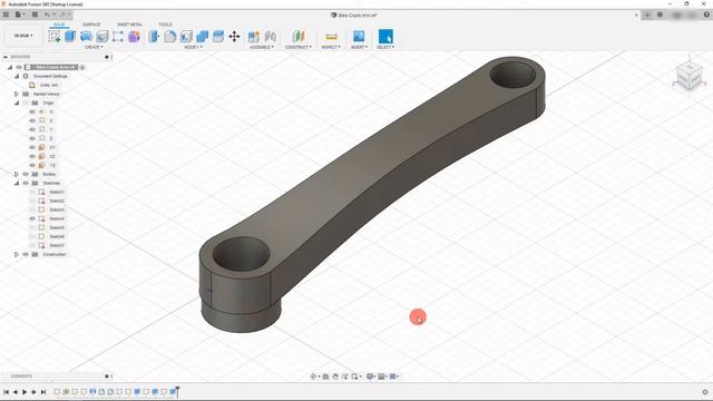 Model a Bicycle Crank Arm in Fusion! Tutorial for Beginners Exercise, Lesson in Modeling Parts