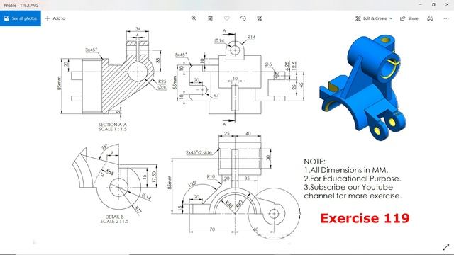 SolidWorks Tutorial for Beginners exercise 119
