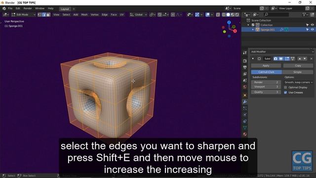 Crease Edges in Blender