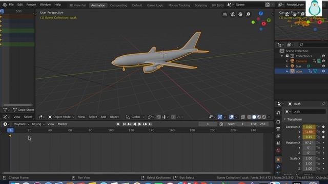 Flight Simulation In Blender - Flight Take off Animation