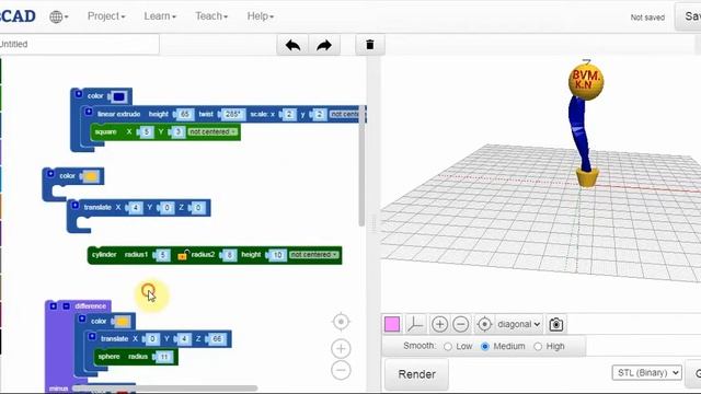 3d Trophy on blocksCAD
