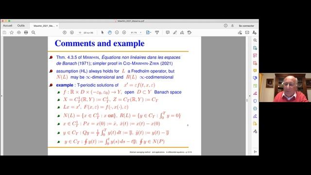 Jean Mawhin: Abstract averaging method and application to differential equations