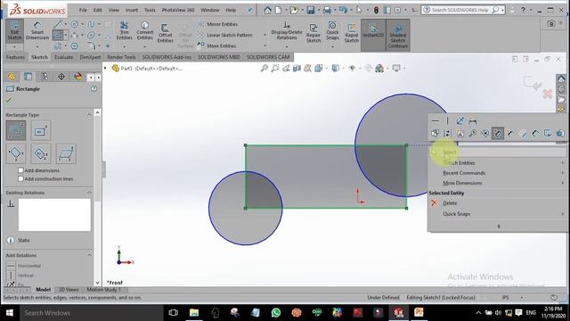 SolidWorks(සිංහලෙන්) - How to use Rectangle tool (Lesson #06) | solidworks sinhala