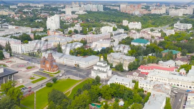 Russia, Vladimir. Flight over the city. One of the main attractions of the city is the Golden Gate, смотреть онлайн