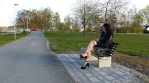 Jenny Crossdresser - High heels, mini skirt and leatherjacket