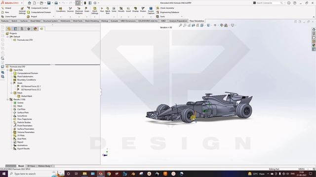 Solidworks Flow Simulation Tutorial (CFD) : Formula one car Aerodynamics simulation (Part 1)