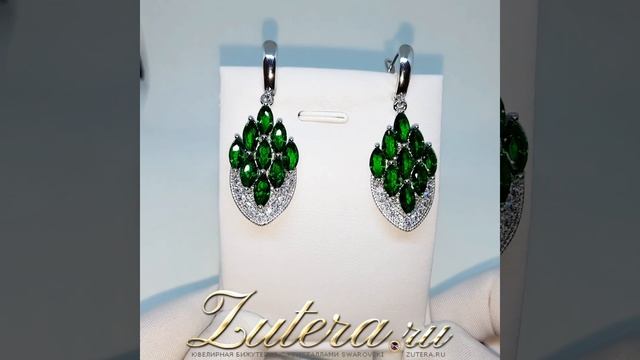 Серьги "Ванесса" с изумрудными кристаллами Swarovski. Качество огонь. Покупайте не пожалеете смотреть онлайн