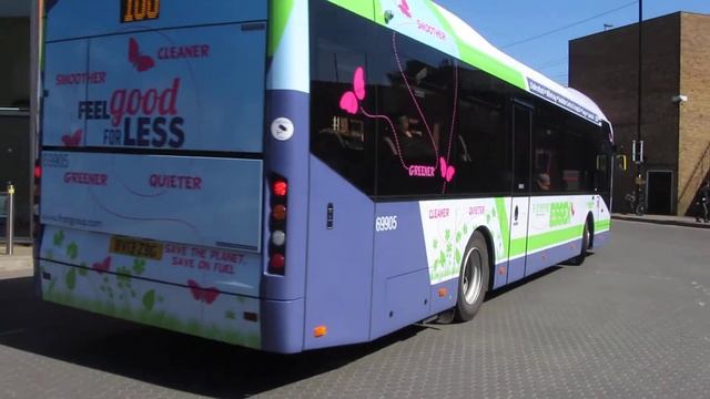 First Essex Volvo 7900 Hybrid 69905 (BV13 ZBG) departs Chelmsford in electric mode