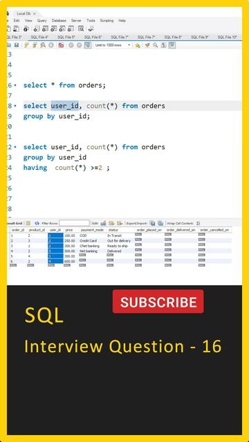 SQL Interview Questions and Answers, SQL Tutorial For Beginners, SQL In Telugu, MySQL #shorts