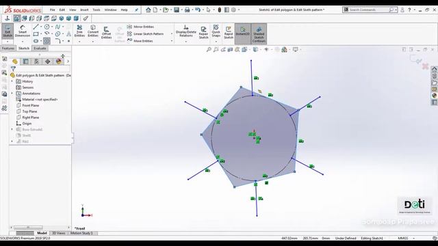 Edit Polygon & Edit Sketch Pattern #SolidWorks