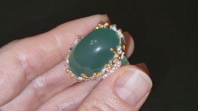 Серебряный перстень с 37-каратным хризопразом