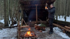2 Дня в ЛЕСНОМ укрытии  - Деревянная ЧАША Ручным Инструментом  на Костре