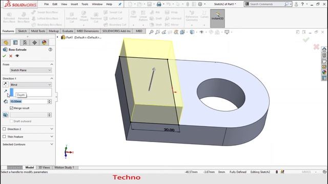 Beginner Solid works Practice | Exercise No. 19 | Center Rectangle |   Extruded cut | Extruded Boss