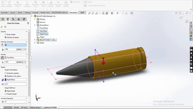 GUN BULLET SIMULATION | SOLIDWORKS TUTORIAL | BEGINNERS | NKDESIGNS