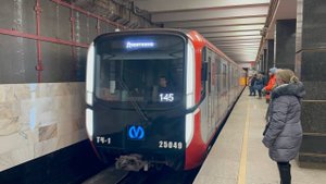 "25 состав" Метропоезд "Балтиец" (81-725/726/727.1) №145 на ст.м.Проспект Ветеранов, февраль 2025