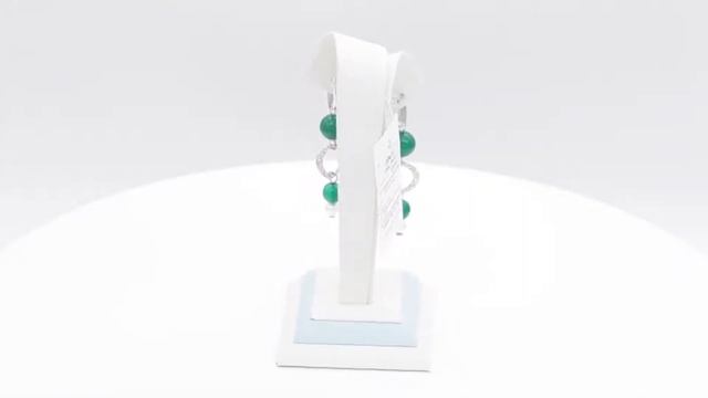 65415 Серьги серебряные висячие с агатом зеленым и с жемчугом иск. белым смотреть онлайн