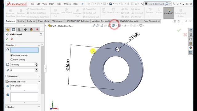 Solidworks Tips | Circular Pattern with Instances to Vary Option