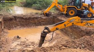 JCB 3DX Plus and Xtra Breaker Dig New Water Tank Foundation Working together in Village | Jcb video