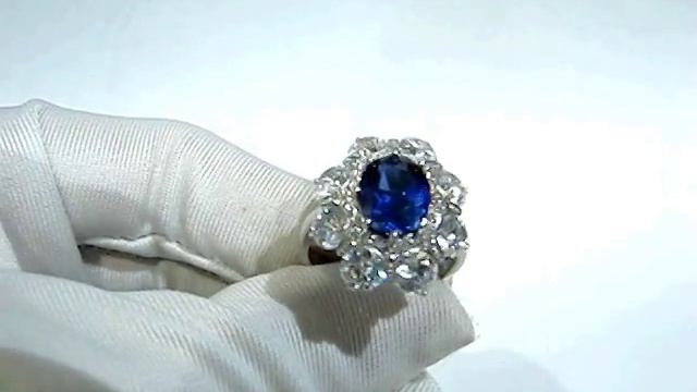 Серебряное кольцо 925 пробы с сапфиром фианитом  2200000371621