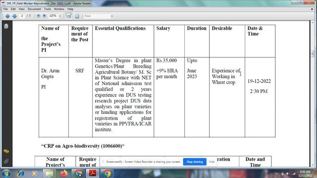 ICAR IIWBR SRFs & YP-I Posts Notification 2022 | Agricultural Latest Jobs in ICAR