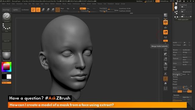 #AskZBrush: “How can I create a model of a mask from a face using extract?”