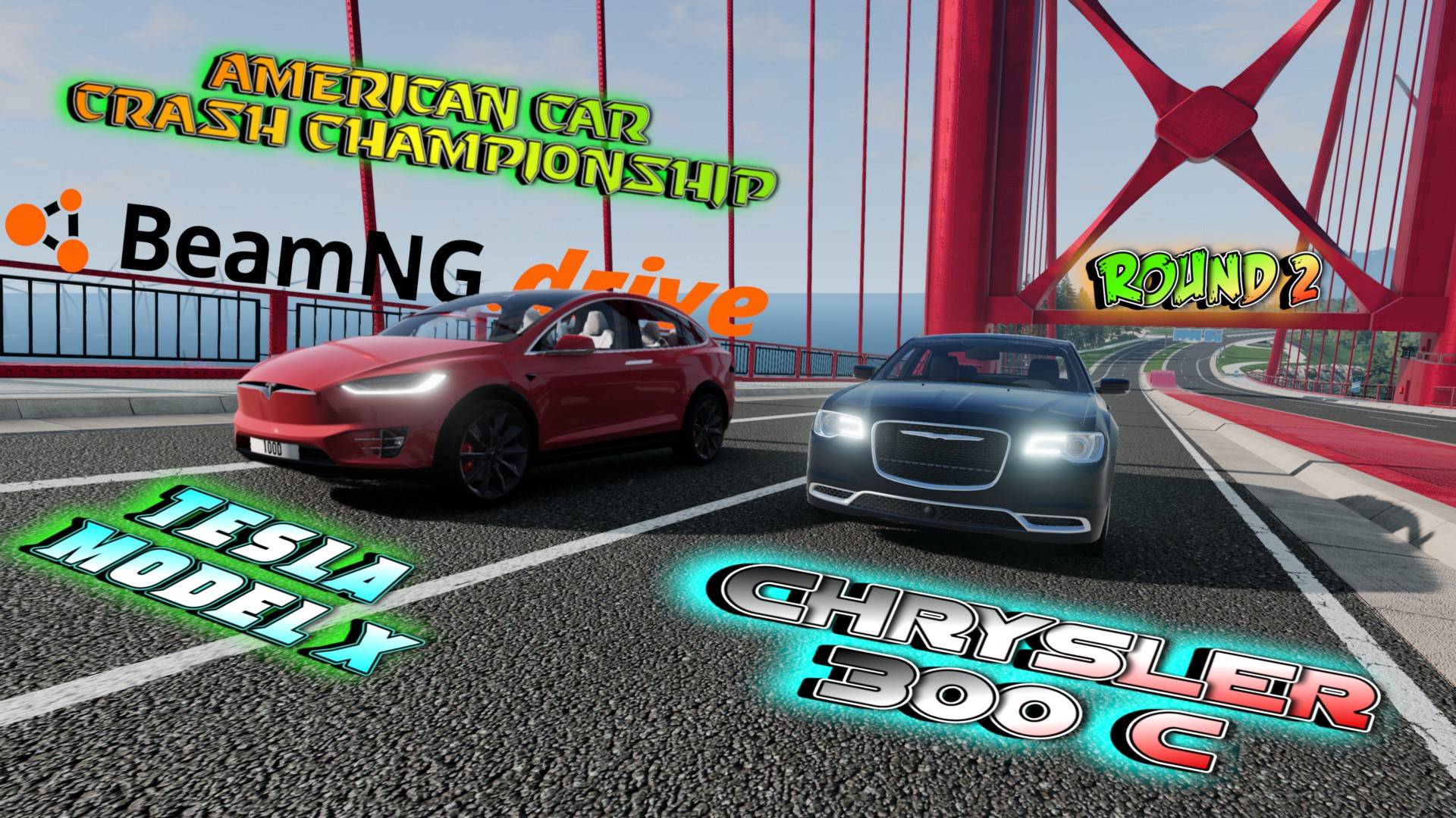ROUND 2/ CHRYSLER 300C VS TESLA MODEL X/AMERICAN CAR CRASH CHAMPIONSHIP BEAMNG DRIVE/