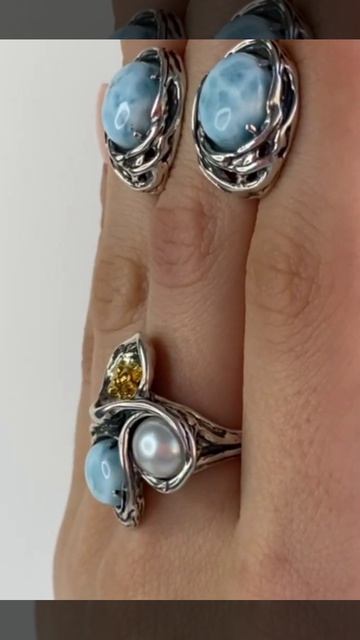 #ларимар #жемчуг #натуральныекамни #комплект #925 #комплектсеребро925 #украшенияизсеребра #short смотреть онлайн