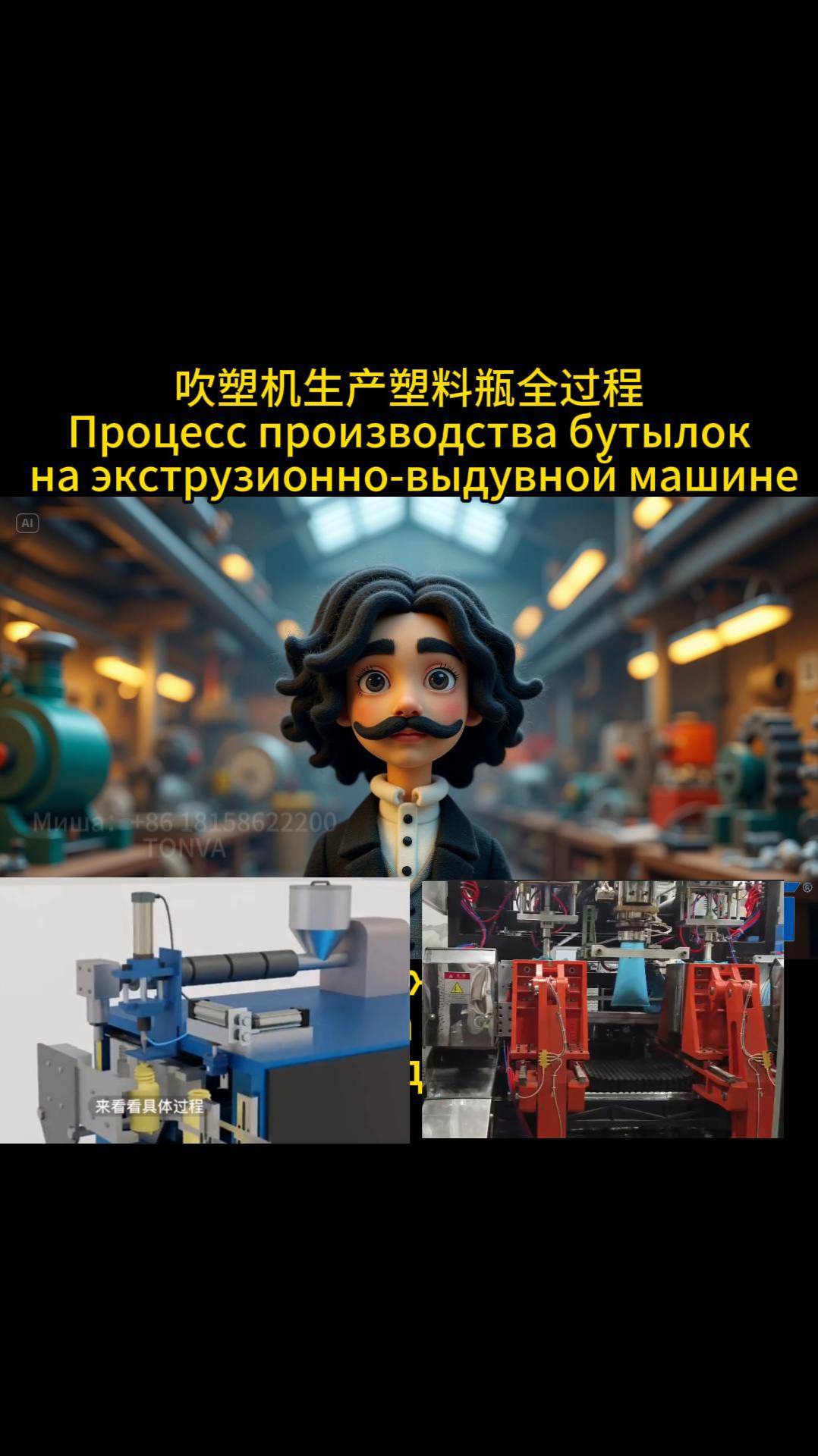 процессе производства пластиковых бутылок на выдувной машине
Принцип работы выдувной машины
