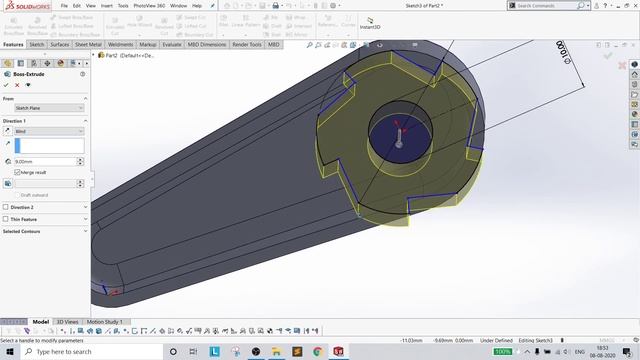 SOLIDWORKS (2020) - Part4000.82 - Plastic Handle 3D Modeling, Design (Plastic Appearance)
