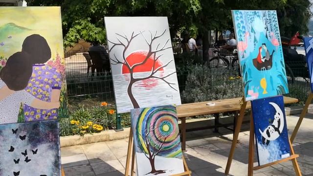 🇹🇷Продажа картин юных художников 🎨 Посёлок Кёйджеиз 🌴 Genç ressamların sergisi / Köyceğiz
